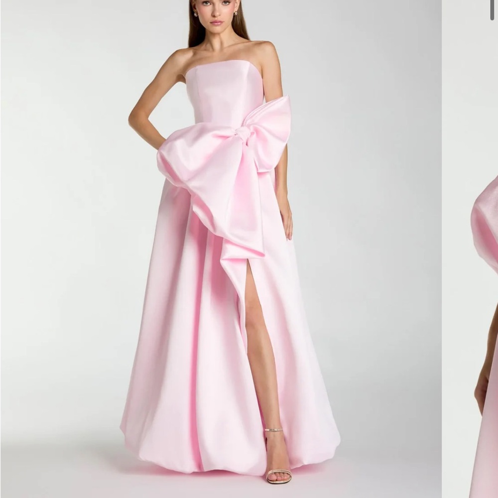 Mac duggal pink ball gown with big bow size 10